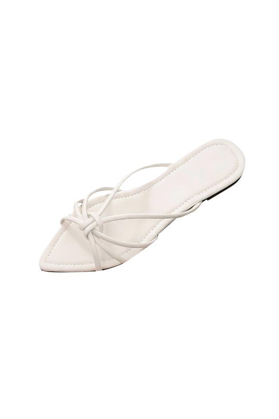 Womens Flat Sandals Open Pointed Toe Slip on Straps Casual Comfortable Everyday Shoes for Spring Summer
