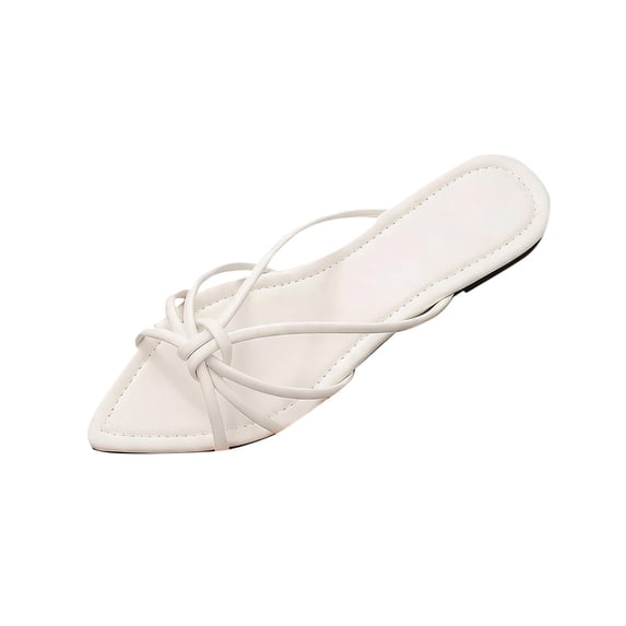 Xfvqtps Womens Flat Sandals Open Pointed Toe Slip on Straps Casual Comfortable Everyday Shoes for Spring Summer