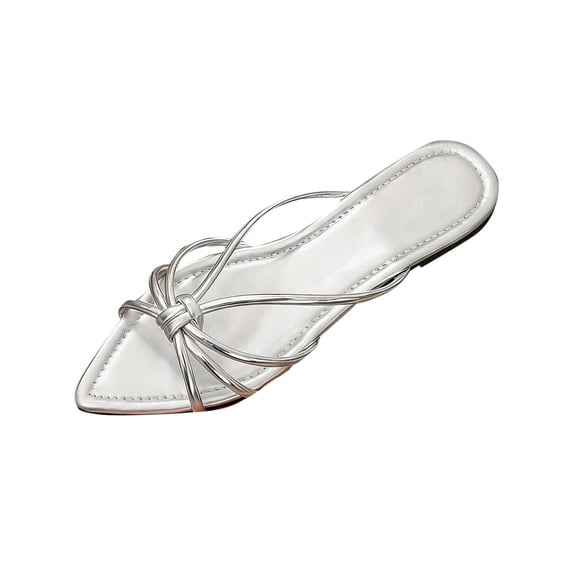 Xfvqtps Womens Flat Sandals Open Pointed Toe Slip on Straps Casual Comfortable Everyday Shoes for Spring Summer