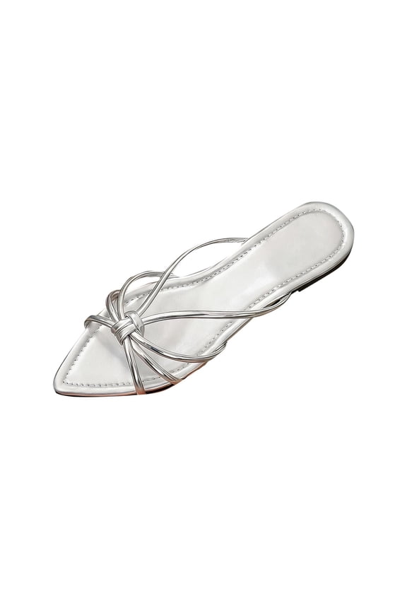 Womens Flat Sandals Open Pointed Toe Slip on Straps Casual Comfortable Everyday Shoes for Spring Summer
