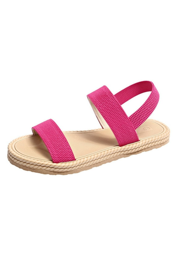 Womens Flat Sandals Open Toe Slip on Slingback Simple Non Slip Breathable Lightweight Casual Fashion Summer Beach Sandals Pink