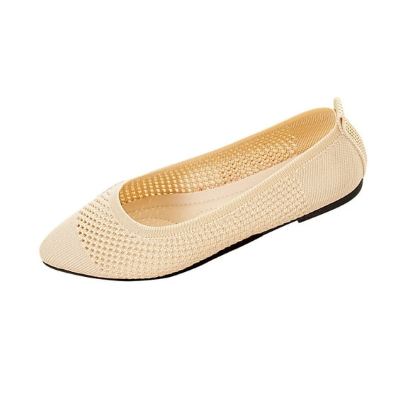 Xfvqtps Womens Flat Shoes Classic Pointed Toe Flats Knitted Dress Shoes Mesh Hollow out Comfortable Breathable Summer Sandals White