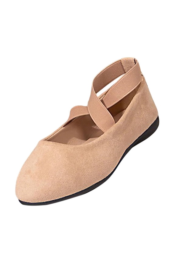 Womens Flat Shoes Wrap Around Strap Shallow Cut Suede Upper Breathable Slip on Casual Comfortable Walking Shoes Summer Fall Footwear Khaki