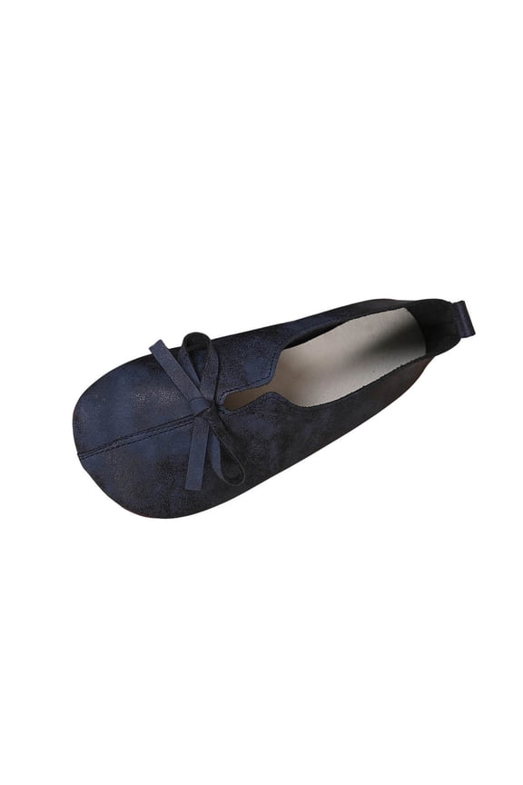 Womens Flats Slip on Loafers Bow Pointed Toe Ballet Flat Comfort Cushioned Insole Lightweight Flexible Sole Blue