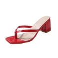 thumbnail image 1 of Xfvqtps Womens Flip Flops High Heel Thong Sandals Square Toe Block Low Heel Summer Comfortable Dressy High Heeled Sandals, 1 of 9