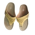 thumbnail image 1 of Xfvqtps Womens Flip Flops Large Size Hollow out Clip Toe Flatform Wedge Comfortable Non-Slip Dressy Fashion Spring and Summer Beach Casual Slippers Yellow, 1 of 5