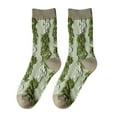 thumbnail image 1 of Xfvqtps Womens Flower Socks Art Mid Tube Knitted Literary and Artistic Comfortable Soft Cozy Warm Cotton Socks Green, 1 of 7