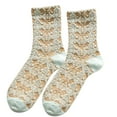 thumbnail image 1 of Xfvqtps Womens Flower Socks Art Mid Tube Knitted Retro Court Style Comfortable Soft Cozy Warm Cotton Socks Blue, 1 of 5