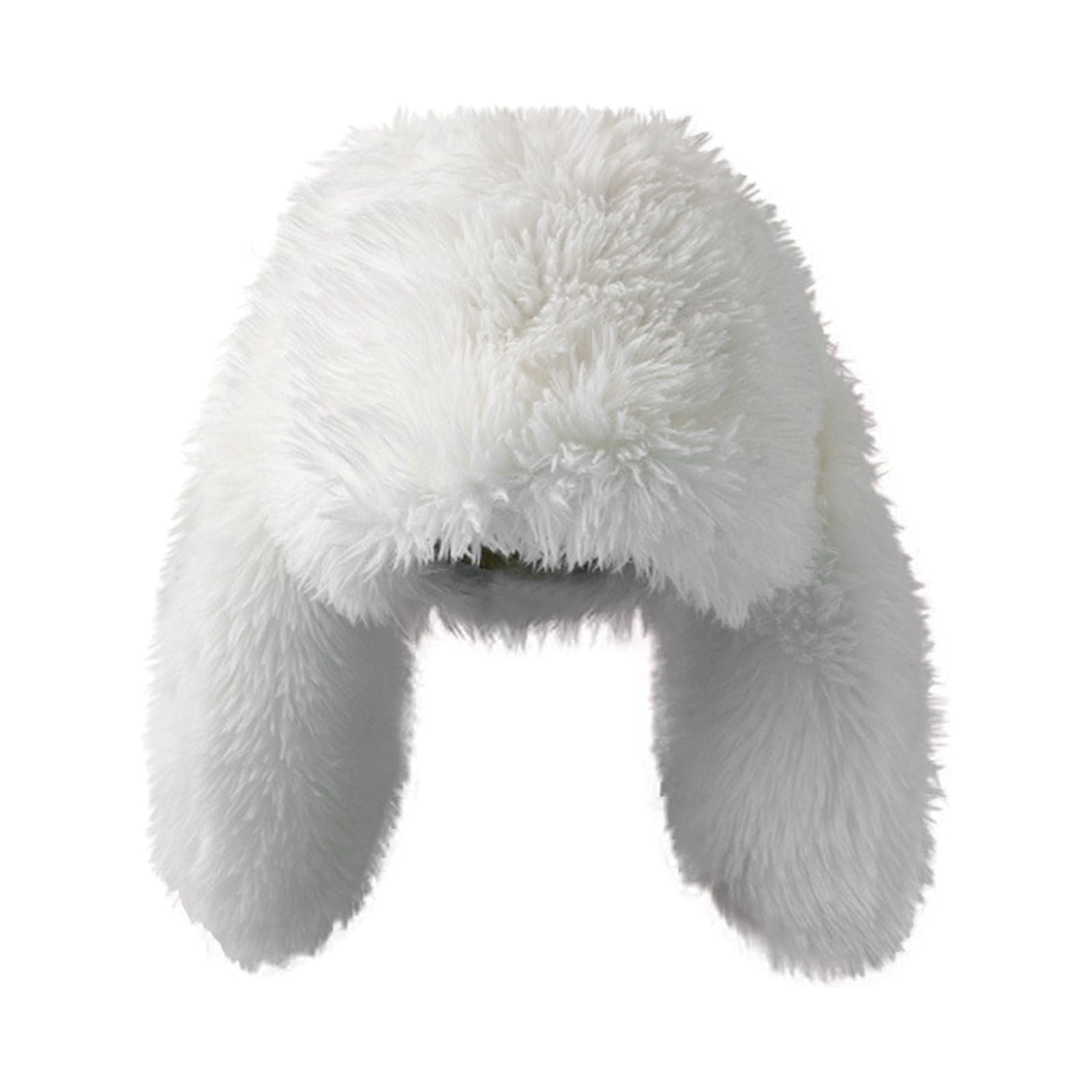 Xfvqtps Womens Fluffy Plush Hat with Two Long Rabbit Ears Cute Solid ...