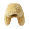 thumbnail image 1 of Xfvqtps Womens Fluffy Plush Hat with Two Long Rabbit Ears Cute Solid Color Windproof Coldproof Warm Thickened Fall Winter Soft Beanie Yellow, 1 of 5