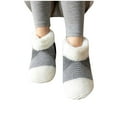 thumbnail image 1 of Xfvqtps Womens Fluffy Socks Crochet Plush Lining Short Carpet Socks Color Blocking Thickened Skin Touch Premium Comfort Soft Cozy Insulation Home Bedroom Floor Warm Winter Fuzzy Socks Gray, 1 of 1