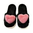 thumbnail image 1 of Xfvqtps Womens Furry Slippers Fluffy Plush Three Dimensional Love Open Toe Memory Foam Thick Bottom Soft Sole Comfortable Non-Slip Warm Winter Indoor and Outdoor Slippers Black, 1 of 7