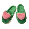 thumbnail image 1 of Xfvqtps Womens Furry Slippers Fluffy Plush Three Dimensional Love Open Toe Memory Foam Thick Bottom Soft Sole Comfortable Non-Slip Warm Winter Indoor and Outdoor Slippers Green, 1 of 8