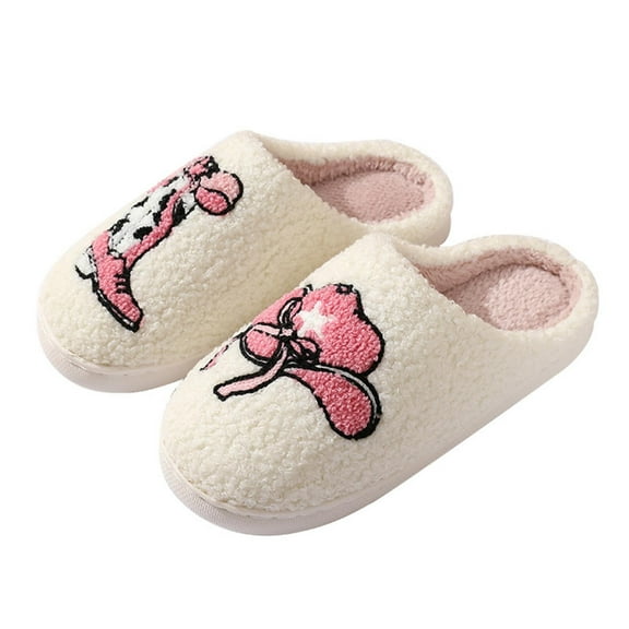 Xfvqtps Womens Furry Slippers Large Size Soft Fleece Cartoon Boots and Hats Memory Foam Soft Sole Comfortable Non-Slip Warm Winter Home Slippers Pink
