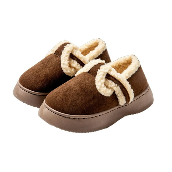 Xfvqtps Womens Furry Slippers Suede Sole Plush Fleece Line Comfortable Thick Bottom Non Slip Winter Cotton Shoes Curly Cozy Flat Slide Slippers Comfy Soft Indoor and Outdoor House Shoes Coffee