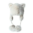 thumbnail image 1 of Xfvqtps Womens Fuzzy Beanie with Earmuff Cute Ears Plush Pompom Strap Fluffy Thickened Windproof Coldproof Outdoor Warm Winter Hat Beige, 1 of 6