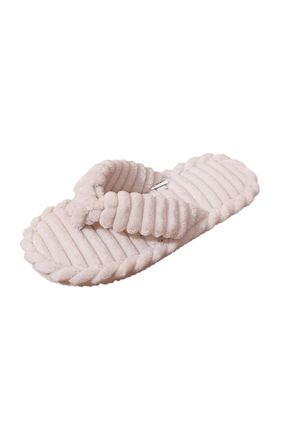 Womens Fuzzy Flip Flops Winter Warm Flat House Shoes Soft Sole Non Slip Indoor Slides Cozy Ladies Home Slippers