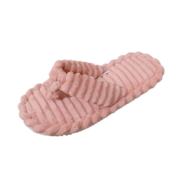 Xfvqtps Womens Fuzzy Flip Flops Winter Warm Flat House Shoes Soft Sole Non Slip Indoor Slides Cozy Ladies Home Slippers