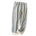 thumbnail image 1 of Xfvqtps Womens Fuzzy Pajama Pants Adjustable Waist Belt Straight Wide Leg Embossed Pattern Flannel Soft Cozy Comfortable Fashion Thickened Warm Winter Home Leisure Wear Lounge Pants Blue L, 1 of 7