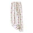 thumbnail image 1 of Xfvqtps Womens Fuzzy Pajama Pants Love Print Sweet Pockets Adjustable Drawstring Flannel Soft Comfortable Cozy Fashion Thickened Warm Winter Home Leisure Wear Long Pants Lounge Pants White M, 1 of 8