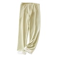 thumbnail image 1 of Xfvqtps Womens Fuzzy Pajama Pants Straight Wide Leg Adjustable Waist Belt Vertical Stripes Flannel Soft Cozy Comfortable Simplicity Thickened Warm Winter Home Leisure Wear Lounge Pants Green XL, 1 of 7