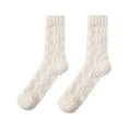 thumbnail image 1 of Xfvqtps Womens Fuzzy Socks Coral Fleece Mid Tube Solid Color Simplicity Thickened Comfortable Soft Cozy Indoor Sleep Warm Winter Fluffy Socks Beige, 1 of 5