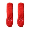 thumbnail image 1 of Xfvqtps Womens Fuzzy Socks Cute Socks Coral Fleece Cute Cartoon Animal Embroidery Mid Tube Thickened Comfortable Soft Cozy Indoor Sleep Warm Winter Fluffy Socks Red, 1 of 4