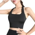 thumbnail image 1 of Xfvqtps Womens Halter Sports Bras Full Coverage Scoop Neck Backless Padded Fit Comfortable Crop Tube Tops Black, 1 of 4