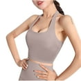 thumbnail image 1 of Xfvqtps Womens Halter Sports Bras Full Coverage Scoop Neck Backless Padded Fit Comfortable Crop Tube Tops Khaki, 1 of 4
