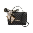 thumbnail image 1 of Xfvqtps Womens Handbag Long Chain Chessboard Pattern Retro Style Sweet Texture Grace Leather Crossbody Bag Black, 1 of 4