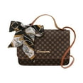 thumbnail image 1 of Xfvqtps Womens Handbag Long Chain Chessboard Pattern Retro Style Sweet Texture Grace Leather Crossbody Bag Brown, 1 of 1