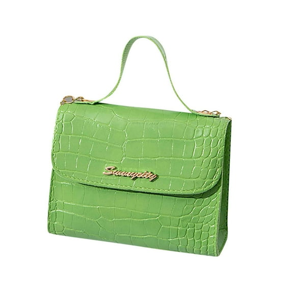 Xfvqtps Womens Handbag Metal Chain Stone Pattern Retro Style Texture Grace Square Leather Crossbody Bag Green