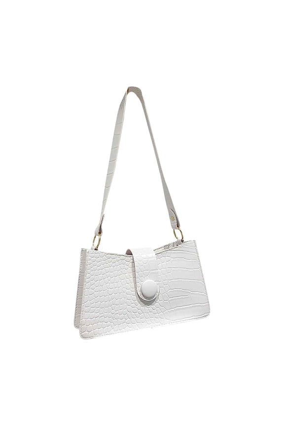 Womens Handbag Solid Color Simplicity Stone Pattern Large Capacity Texture Grace Leather Shoulder Bag White-01
