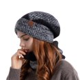 thumbnail image 1 of Xfvqtps Womens Hat Scarf Set Knit Simplicity Fashion Thickened Stretch Windproof Coldproof Warm Soft Outdoor Winter Neck Warmer Slouchy Hat Black, 1 of 6