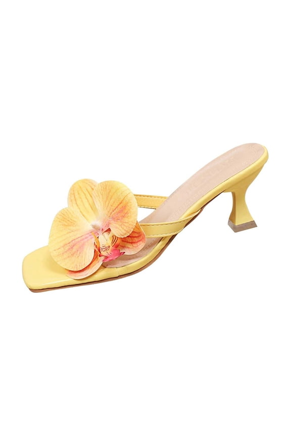 Womens Heel Sandals Flip Flops Kitten Heel Mid Heel Dressy Casual Slide on Shoes for Women