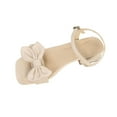 thumbnail image 1 of Xfvqtps Womens Heeled Sandals Adjustable Ankle Buckle Bow Open Square Toe Block Heel Summer Sandals Beige, 1 of 9