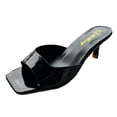 thumbnail image 1 of Xfvqtps Womens Heeled Sandals High Kitten Heel Open Square Toe Solid Color Slide One Strap Backless Party Dresses Pumps Black, 1 of 5