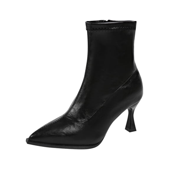 Xfvqtps Womens High Heel Ankle Boots Pointed Toe with Side Zipper Fashion Winter Stiletto Heel Booties for Women Comfortable Casual Black