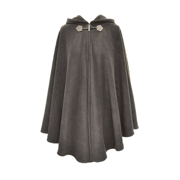 Xfvqtps Womens Hooded Cloak with One Buttons Large Size Wool Solid Color Fashion Casual Warm Winter Cape Gray