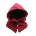 thumbnail image 1 of Xfvqtps Womens Hooded Scarf Hat Fleece Solid Color Button Windproof Coldproof Outdoor Neck Warm Fall Winter Hat Neck Scarf Integrated Wine, 1 of 5
