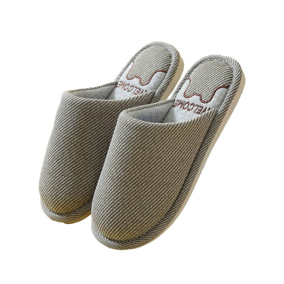 Xfvqtps Womens House Slippers Simplicity Solid Color Soft Sole Non Slip Home Floor Linen Slippers Curly Cozy Flat Slide Slippers Comfy Soft Indoor and Outdoor Shoes Coffee