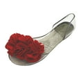 thumbnail image 1 of Xfvqtps Womens Jelly Sandals Slip on Peep Toe Clear Colorful Flower Waterproof Durable Non Slip Lightweight Breathable Summer PVC Sandals Red, 1 of 7