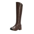 thumbnail image 1 of Xfvqtps Womens Knee High Boots Classic Basic Low Heel Boots Round Toe Side Zipper Pull on Faux Leather Casual Boots for Winter Brown, 1 of 9