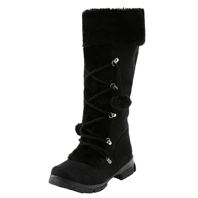 Xfvqtps Womens Knee High Boots Plush Fleece Line Suede Upper