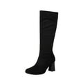 thumbnail image 1 of Xfvqtps Womens Knee High Boots with Buckle Thick Block Heel Stretch Slim Fit Fashion Winter Boots Pointed Toe Western Cowgirl Boots Black, 1 of 6