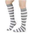 thumbnail image 1 of Xfvqtps Womens Knee High Socks Stripe Multicolored Long Tube College Style Personality Comfortable Breathable Soft Elastic Warm Winter Socks Gray-01, 1 of 3