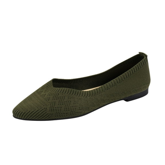 Xfvqtps Womens Knit Breathable Sandals Lightweight Casual Slip on with Round Toe Comfortable Shoes for Walking Beach Daily Wear Army Green