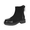 thumbnail image 1 of Xfvqtps Womens Knit Martin Boots Chunky Flatform Ankle Booties Fashion Lace up Side Zipper Comfortable Casual Winter Shoes Black, 1 of 8