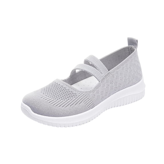 Xfvqtps Womens Knit Flats Casual Shoes Slip on Loafers Breathable Mesh Shoes for Women Comfortable Elasticity Strap Sneakers Gray