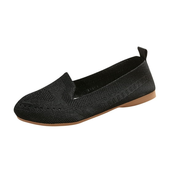 Xfvqtps Womens Knit Slip on Sandals Breathable Round Toe Casual Shoes Lightweight Comfortable for Walking Outings Black